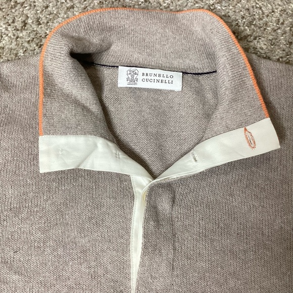 Brunello Cuchinelli Cotton Pullover Sweater Tan Sz 58 (XL) - Picture 3 of 7